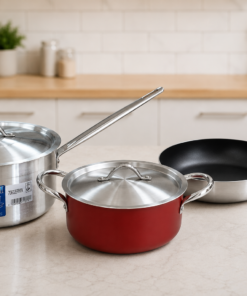 combo: medium height saucepan 5.5ltrs + nonstick casserole 5ltrs + nonstick pan 24cm