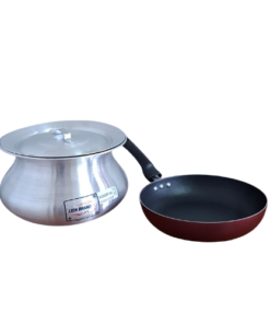 eve 1 combo:905l/20 light medium height round pot size 22 cm with lid+ new non stick frypan with new bakelite handle size 24cm