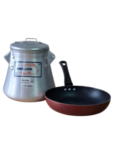 eve 2 combo:909l/22 light conical pot size 22 cm with lid +new non stick frypan with new bakelite handle size 24cm