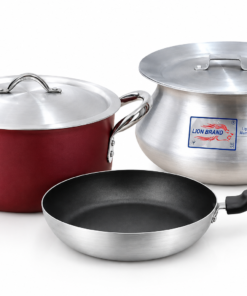 combo: nonstick casserole 24cm- 5L + nonstick pan 26cm + 905L biryani pot 5L