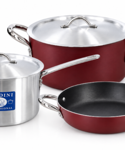 combo: nonstick casserole 22cm- 4L + deep saucepan 2L + nonstick double handle pan 24cm