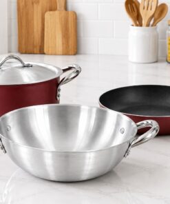 combo: nonstick casserole 5ltrs + nonstick pan 24cm + premium karai 26cm